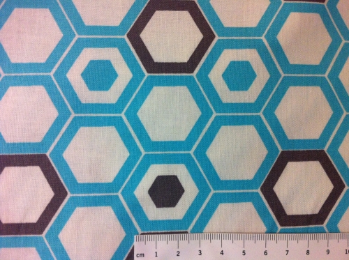 Baumwolle Hexagon türkis grau